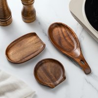 1PC-Rosewood Spoon Rest Holder Storage Rack Rice Spoon Spatula Kitchen Countertop Organizer Rack