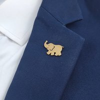 Unique 18K-gold-plated stainless steel brooch: cute elephant design, fashionable lapel pin, suitable for daily gift-giving