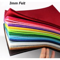 FISHWAVES 3mm Thick Solid Color Nonwoven Felt Fabric Polyester Cloth For Sewing Quilting DIY Handmade Packs Dolls Craft Material