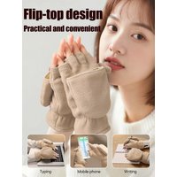 AliExpress NONE Winter Thermal Cycling Gloves Windproof Fleece-Lined Bicycle Motorcycle Ski Gloves Flap design Cycling Fleece Gloves Men women