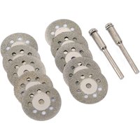 For Dremel 10Pcs 22mm Mini Sharp Diamond Cut Off Rotary Tool Cutting Disc Disks DIY Tools Accessories with 2Pcs Rod