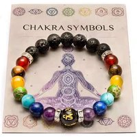 Fashionable Colorful Women's Bracelet Natural Volcanic Stone Elastic Beaded Bracelet Men's and Women's Meditation Yoga Bracelet