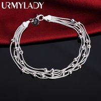 Hot 925 sterling silver Bracelets Snake chain round beads for women Retro Wedding party Wild Christmas Gifts fashion Jewelry