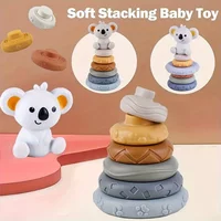 Baby Silicone Building Blocks Montessori Toys for Babies Squeeze Stacker & Teething Toys Early Learning Toy Toddler Boys Girls