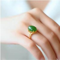 Green Jade Rings Adjustable Ring Gift Gemstone Amulet Jewelry Charms 925 Silver Chinese Women Real Luxury Natural Carved