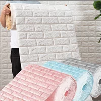 70cm*1/5/10m 3D Soft Foam Brick Wallpaper Wall Sticker DIY Self Adhesive Living Room Home Kitchen Bathroom Decorative Wall Paper