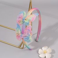 Gradient Butterfly Headband For Girls Sparkling Rainbow Princess Hair Hoop Birthday Party Princess Dress-Up Hair Accessories