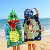 1-Pack Cute Animal-Themed Polyester Towel for Infants and Children, Absorbent and Quick-Drying Beach Towel, Hooded Poncho Bath Towel, Suitable for Home, Outdoor, and Beach Use, the First Choice for