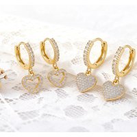 Retro Heart-Shaped Zircon Earrings Love Heart Ear Hoops Earrings for Women Charm Jewelry Gift