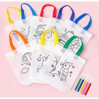 10 pièces PDIY Graffiti sac avec marqueur de coloriage carnaval Animal Art fête Goodie sacs pour enfants réutilisable Mini sac à provisions Non tissé