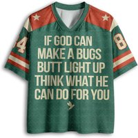 V Neck Football Jersey Funny Tobacco Moth Quote Small Bug Graphic Print Green Red White Striped Sleeve Loose Sport Tee