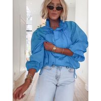 TFMLN Women Turtleneck Jacket Elegant Full Sleeve Fashion Zipper Loose Overcoat Female Spring Summer Chic Casual Streetwear