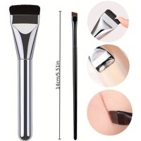 2 PCS New Foundation Brush Korean Makeup Brush Ultra-Thin One-Line Mask Brush Primer Concealer Brush