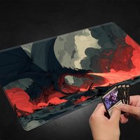 Rubber Playmat Featuring a Dark Fire Dragon Design, Compatible with TCG/MTG/CCG/RPG Collectible Card Games