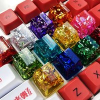 4PCS Resin R4 Keycap Set Handmade OEM Profile Transparent with Silver Foil for Gaming Keyboard MX Customized Personality Keycaps