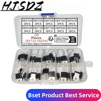 50 Uds 10 tipos Kit surtido de transistores Mosfet IRF640 IRF740 IRF830 IRF840 IRF530 IRF630 IRF820 IRF510 IRF520 IRF540 Series