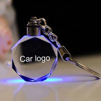 10pcs DIY Blank Crystal Key Rings Custom Laser Engraving Logo Family Photo LED Light Crystal Keychain Birthday Gift Souvenirs