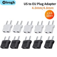 Elough 1-10PCS US to EU Plug Adapter 4.0/4.8mm Electrical Socket Plugs Adapters EU Euro KR Power Plug Converter EU Power Socket