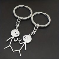 Couple Keychains 2Pcs Cute Funny Key Ring Ins Metal Pendant Lover Bag Backpack Charm Student Friend Daily Decoration Gift