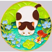 Cute Fat Cat Enamel Pin Pond landscape Brooch Pines Lapel Pins Badge on Backpack Clothing Accessories Fashion Jewelry Gifts