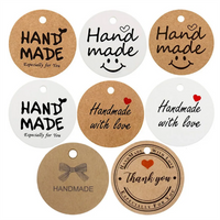 100pcs Kraft Paper Handmade Thank You Gifts Tags for DIY Party Decoration Candle Plaster Craft Gift Packaging Tag Paper