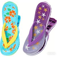 2 Pcs Creative Beach Towel Clip, Slippers Towel Clip, Travel/Pool Lounge Chair Essential, Oversized Cute Drying Clothes Clip