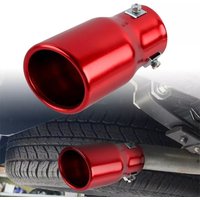 Red Round Shape Car Exhaust Muffler Tip Straight Pipe 63mm 2.5‘’ Inlet