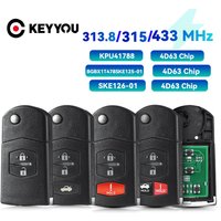 KEYYOU Mit Batterie-Fernbedienungsschlüssel für Mazda 2 3 5 6 8 CX-7 CX-9 MX-5 BGBX1T478SKE125-01 KPU41788 SKE126-01 4D63 313,8/315/433 MHz