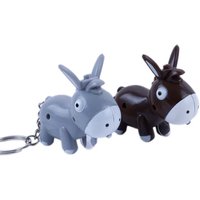 Cute Donkey Shaped Pendant Keychain Luminous Heehaw Sound Gadget Keyring Cartoon Fashionable Backpack Bag Charms Car Key Chain