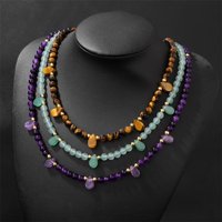 Bohemian Colorful Natural Stone Necklace 4mm Round Quartz Crystal Beads Necklaces Women Friendship Vacation Chokers Jewelry Gift