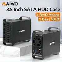 MAIWO 2 Bay Raid Enclosure for 3.5" SATA HDD Case with 4 Raid Modes USB3.0 Hard Drive Adapter for 48TB Capacity with Cooling Fan