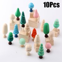 10 Unfinished DIY Creative Painted Christmas Trees, Natural Wood Color Forest Trees, White Blank Graffiti Trees, Mushroom Tree Ornaments, Back-To-School Season, Birthday Gifts