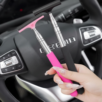 Universal Car Rearview Mirror Wiper Glass Mist Cleaner Scraper Handle Telescopic Window Portable Cleaning Brush Car Accessories