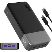 NOBIS 90W 20000mAh Powerbank Dual USB-C PD 3.0 Externer Akku Schnellladung 4 Gleichzeitige Anschlüsse Stromsparmodus für MacBook iPhone 18/17/16/15/14/13 Samsung S26/S25/S24/S23