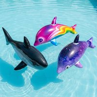 Ocean Animals PVC Shark Dolphin Inflatable Beach Pool Floating Air Cushion Kids Water Toy Ocean Theme Birthday Party Baby Shower