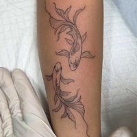 Minimalist Koi Fish Line Tattoo Sticker Waterproof Long Lasting Fine Line Temporary Tattoo for Women Arm