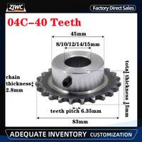 1pc 04C 40T Sprocket 40 Teeth Inner Hole 8/10/12/14/15mm 25H 45# Steel Sprocket Table Wheel Sprockets With Screw Hole M5