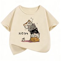 Y2K Funny Cat Graphic Kids Tshirts Summer Short Sleeve Tees Cartoon Boys Girls Clothes Kawaii Tops Children T-shirt