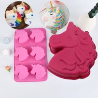 Unicorn Silicone Mold For Baking Cake Chocolate Candy Pan Soap Making Supplies Licorne Crayon For Children Baby Shower Kitchen