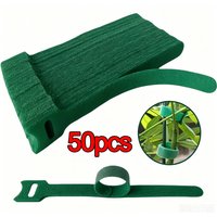 50Pcs 6in Green Nylon Plant Ties Adjustable Non Slip Reusable Velcro For Garden Climbing Plant Graft Decor