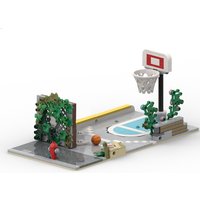 City Street View Model MOC Building Brick Alley Basketball Court Modular Technology Children Holiday Gifts Assemble Toys Suit