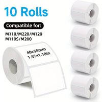 10 Rolls Thermal Paper Labels 40x30mm White Labels 230/Roll for M110 M200 M220 Printers DIY Gift Bottle Address Home Office Use