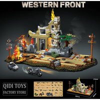 WW2 Western Front City Campaign Scene Building Block Military Weapons Tank Armored Vehicle Tricycle Model Toys Kids Gift 1145PCS