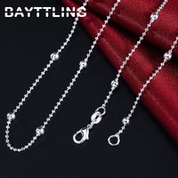 Fashion 925 Sterling Silver 40-60cm Beads Necklace For Women Charm Sweater Chain Wedding Party Favors Jewelry Accessories
