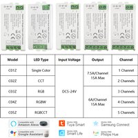 Zigbee 3.0 WiFi LED Controller Einfarbig RGB CCT RGBW LED Streifen Tuya Gateway Hue Bridge Smart Things Sprachsteuerung DC5V-24V