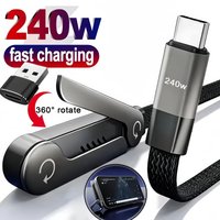 240W Foldable Charging Cable, Phone Holder Stand Fast Charging Data Cord for Smartphone Tablet Portable Charger Wire