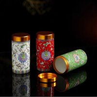 Chinese Style Ceramic Flower Empty Tea Tin Can Exquisite Tea Packaging Box Moisture-proof Sealed Green Tea Canister