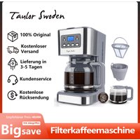 TAYLOR SWODEN 950W Kaffeemaschine mit Timer,1.5L Filterkaffeemaschine 12 Tassen, Abschaltautomatik, Tropf-Stopp, Wiederverwendbarem Filter und Heizpla