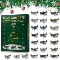WWII Aircraft 24 Days Christmas Countdown Calendar with 2D Acrylic Warbirds Christmas Advent Calendar Gifts for Aviation Lovers