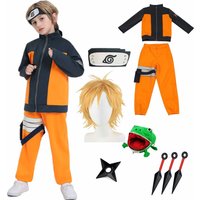 Anime Kids Uzumaki Akatsuki Cosplay Boys Girls Uzumaki Jacket Pants Headband Frog Wallet Child Uniform Kunai Halloween Costume